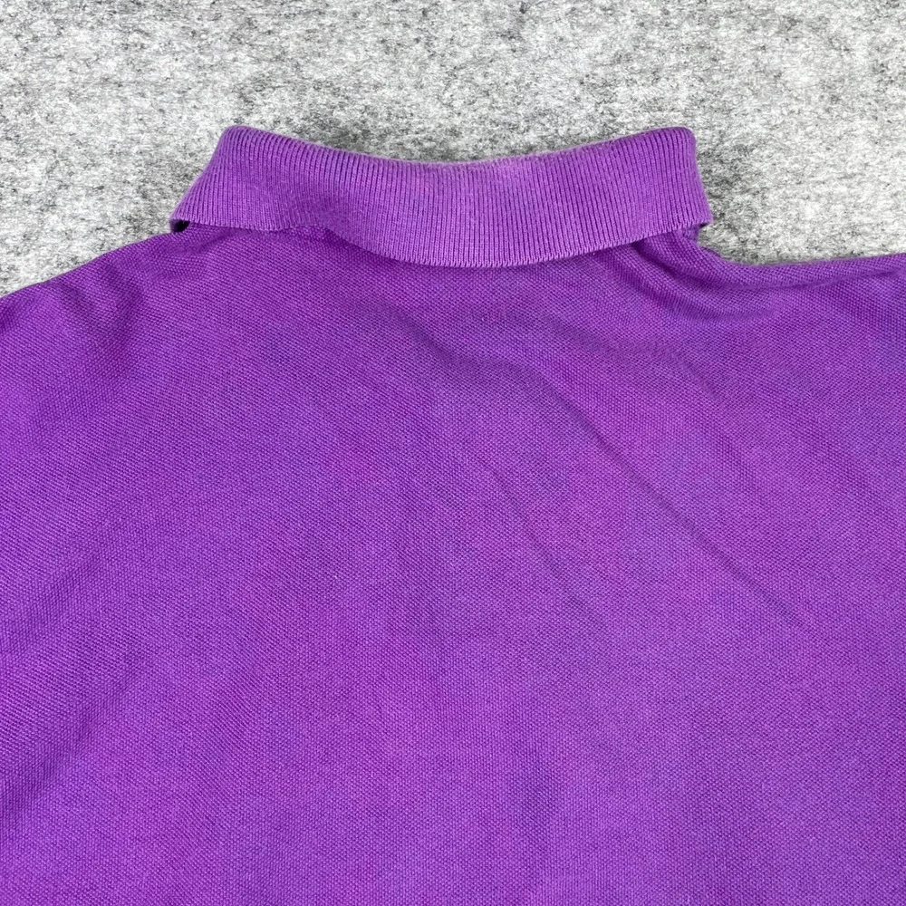 VTG IZOD Lacoste Polo Shirt Mens L Purple Patron Pique Short Sleeve Made In USA
